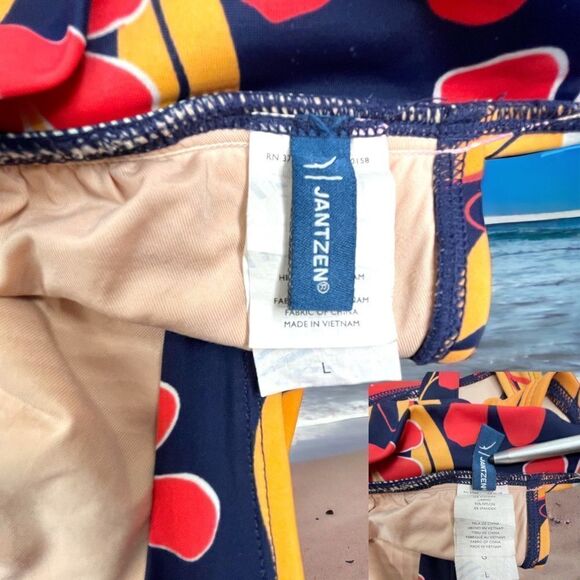 Jantzen l Hawaiian Floral Print l Bikini Top l Tie Back l Lined l EUC - Picture 4 of 8